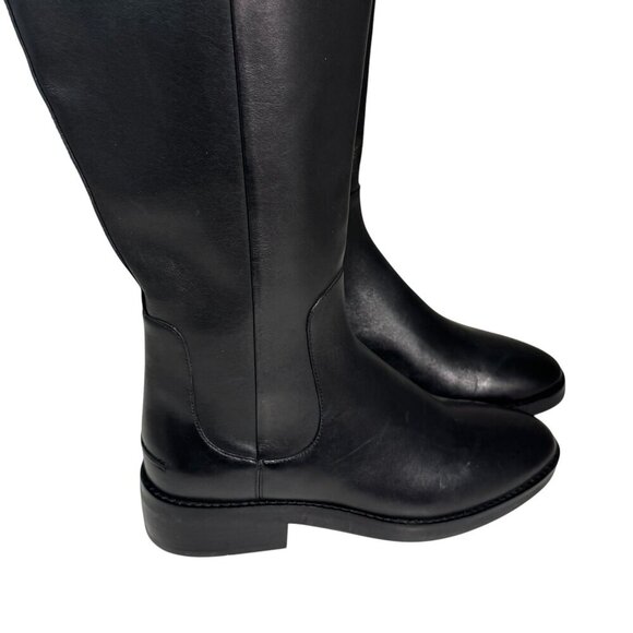 Cole Haan Women's Hampshire Woven-Trim Riding Boots Black Leather size 7 NEW - Picture 7 of 11